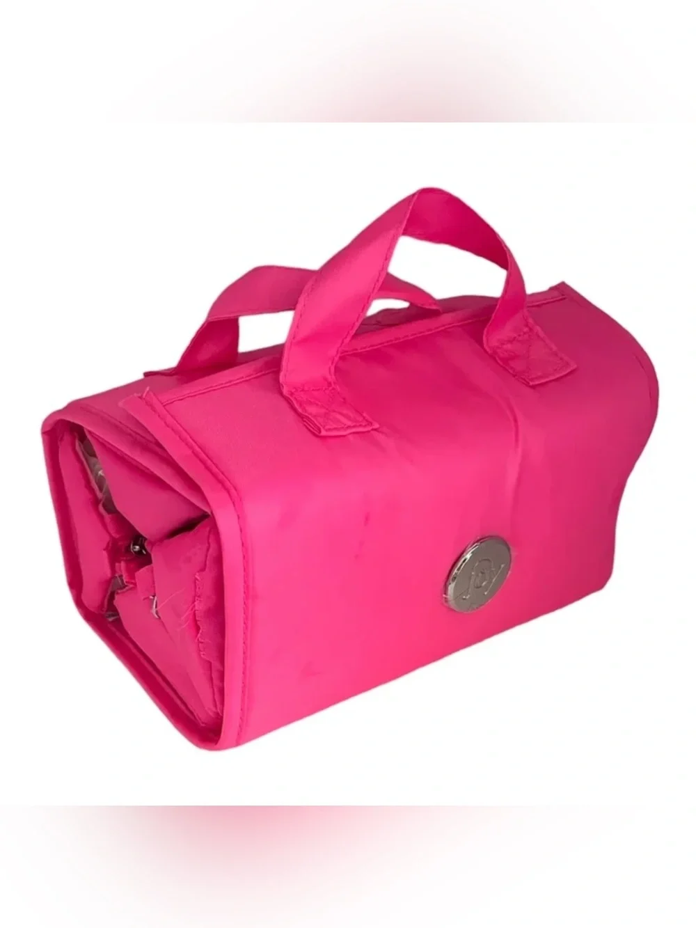 NWOT Joy Mangano Better Beauty Case, hot pink, roll-up travel toiletry organizer